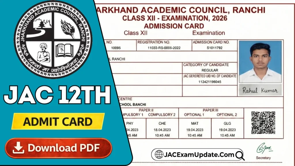 JAC 12th Admit Card 2026
