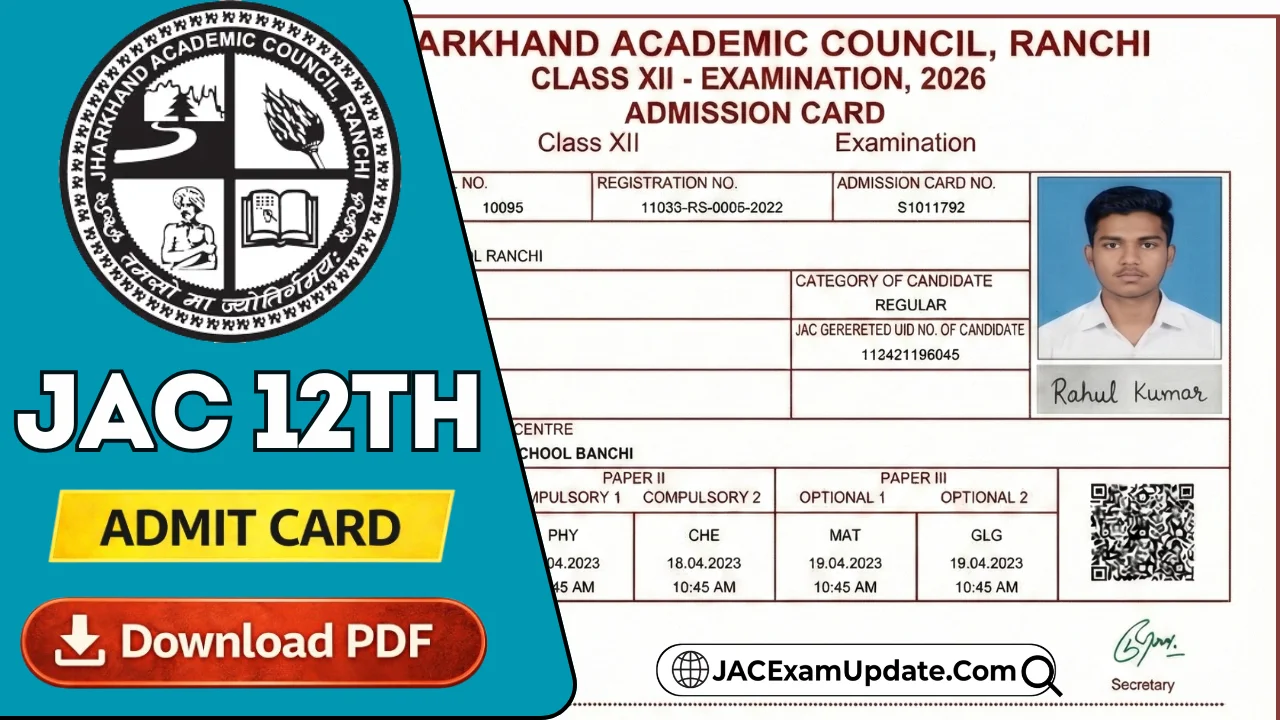 JAC 12th Admit Card 2026